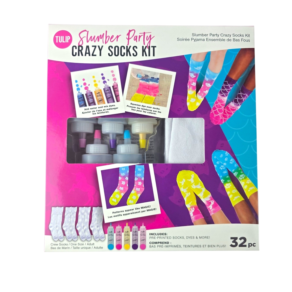 Tulip Tie-Dye Slumber Party Crazy Socks Kit - One Step Slumber Party 32pc